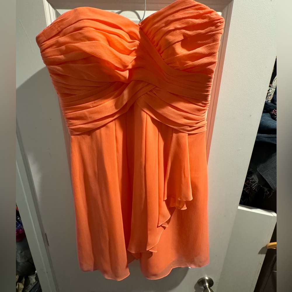 Coral David’s bridal cocktail dress